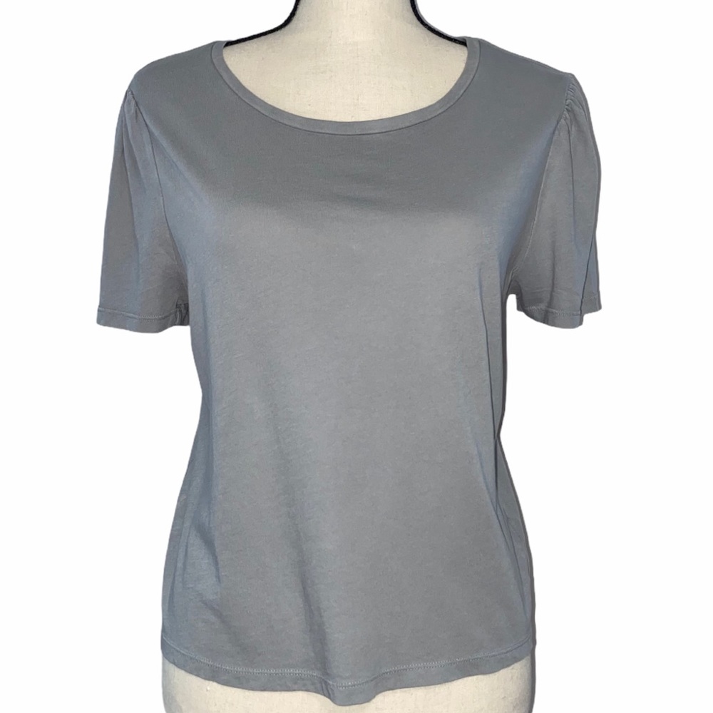 3/$30 Wild Fable Puff Sleeve Top Short Pin Tuck Tee T-Shirt Light Gray Medium